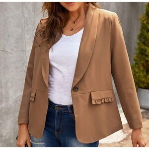 Women's Casual Long Sleeve Lapel Suit Button Work Office Blazer Jacket Sz S